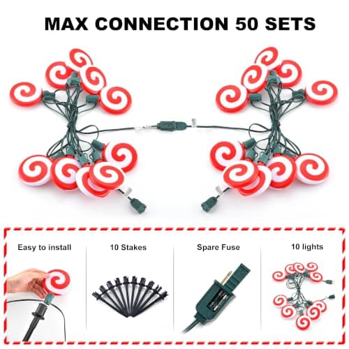 Ultimate Unicorn Christmas Decoration Lollipop Pathway Lights Red view 3