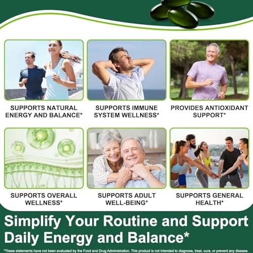 Tiuedu Spirulina Chlorella Softgels 300 Capsules, 17 in 1 Green Nutrient Blend Spirulina Chlorella Softgels,Rich in Plant Protein, Vitamins, Chlorophyll, Easy to Take Softgel view 6