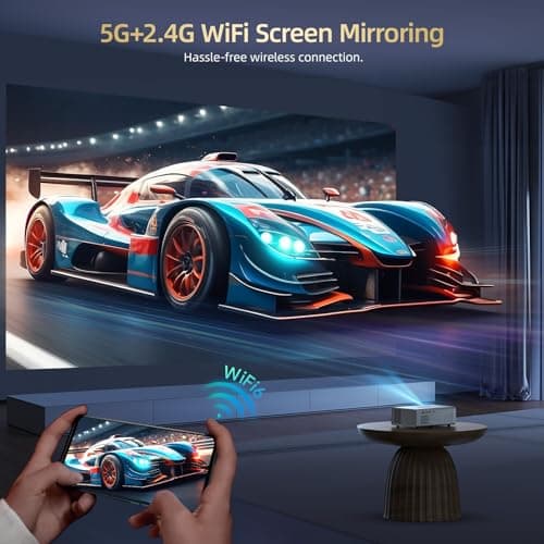 Compatible with Netflix Movie Projector with WiFi6 and Bluetooth5.3, Built-in App Store, Dolby Audio & Electric Focus & Auto Keystone, 4K Support High Brightness Outdoor Projectors, 1080 (Sliver Grey) view 5