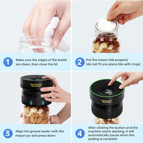 2026 Upgraded Mason Jar Vacuum Sealer, Electric Vacuum Sealer for Regular Mouth and Wide Mouth Canning Jars, Fully Automated and Portable view 6