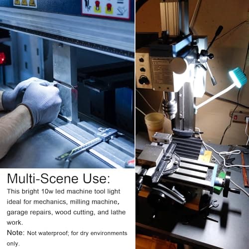Magnetic Work Light, HengBo LED Machine Light with Flexible Gooseneck, 1500LM 7000K Bright Workshop Lamp for Lathe, Drill Press, Garage Repairs view 6