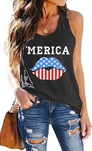 DESFSE American Flag Tank Top Women 4th of July Tanks Tops for Womens USA Flag Patriotic Shirts Vest Racerback Sleeveless Tee — image 1