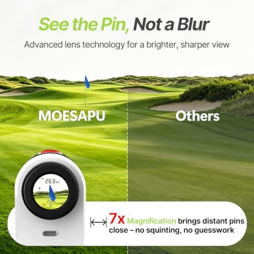 Golf Range Finder with Slope, 1200/1500 Yards Golf Rangefinders with Rechargeable Battery, Pin Lock Vibration, High Transmittance LCD, Golf Accessories for Golfers view 4