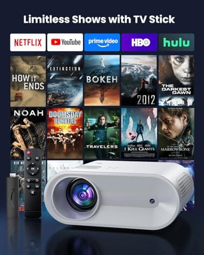 Portable Full HD 1080P Mini Projector, YOWHICK 2026 Upgraded Model, Movie Projector for Home Theater, Compatible with iOS/Android/Windows/TV Stick/Box/USB/HDMI view 3