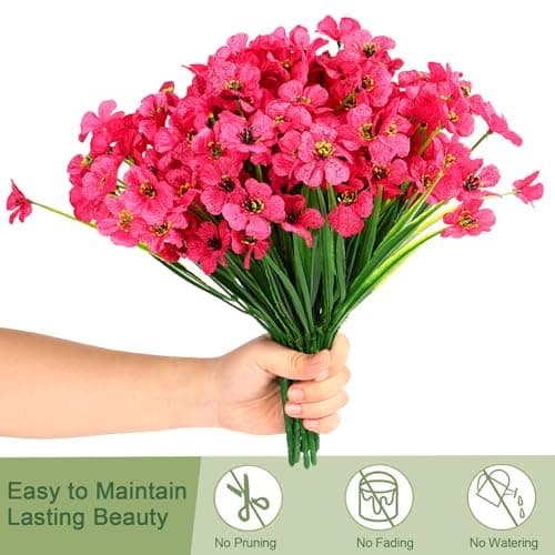 DOMMARE Rose Artificial Flowers for Outdoors Fake Faux Plant, Uv Resistant Silk Flowers Daisies Decoration for Wedding Window Boxes Indoors Gardens Summer Home Easter Mother's Day Decor, 12 Bundles view 5