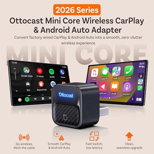 Ottocast Mini Core 2026, 2-in-1 Wireless CarPlay Adapter & Android Auto Adapter – Auto-Switch, Plug & Play, WiFi 6, Fast Reconnect, Mini & Stable view 2