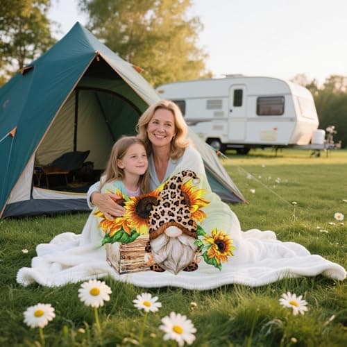 tiosggd Gnomes Blanket 60x50 Inches, Spring Mother's Day Gnome Gifts for Women, Kids, Sister, Adults, Mom, Friends, Birthday Gifts, Soft Flannel Fleece Sunflower Throw Blanket for Couch Sofa Bed view 6