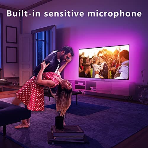 dalattin 12.5ft Led Lights for TV, 40-55 Inch USB RGB LED Strip Lights, TV Backlight with Remote Built-in MIC Music Sync, Bluetooth APP Control Led Lights for Gaming Bedroom, HDTV Mood Lighting view 4