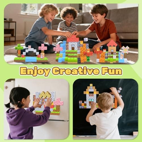 LionFuny Magnetic Blocks, 300Pcs Magnetic Building Blocks Sets, STEM Montessori Stacking Sensory Education Magnet Toys for Kids Toddlers Boys Girls Ages 3 4 5 6 7 8-12 Birthday Gifts, 1" Large Size view 7