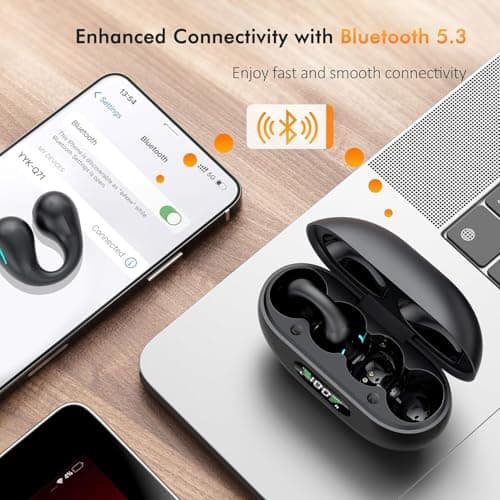 Paekole Clip On Headphones, Super Comfort Open Ear Bluetooth Earbuds for All Day Wear, Lightweight Bone Conduction Wireless Earbuds with Charging Case for Running view 4