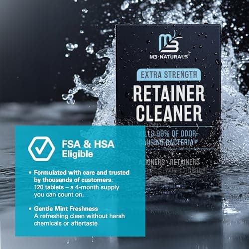 Retainer Cleanser Tablets Invisalign Cleaner, Removes Odors Discoloration Stains and Plaque 4 Month Supply Denture Cleansers Retainers Mouth Guards Denture Bath Mint by M3 view 4