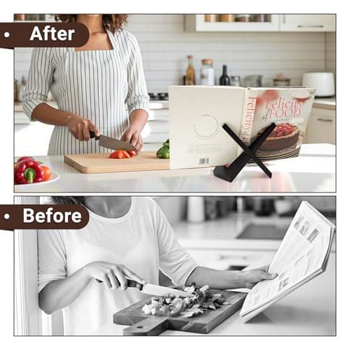 Yuoyar Wooden Cookbook Stand for Kitchen Counter - Detachable Recipe Book Holder - Kitchen Decor and Accessories view 5