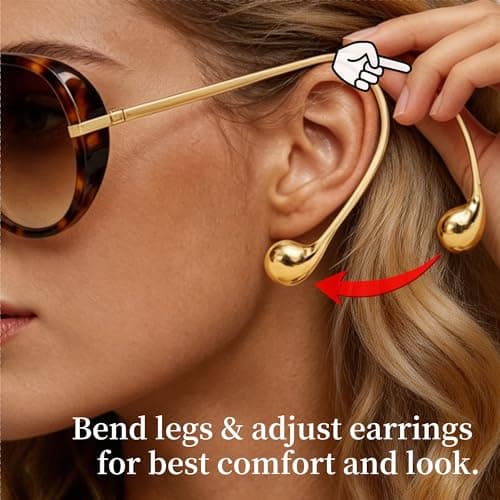 BOBUXLIIN Oversized Retro Large Aviator Sunglasses for Women Tangle Free UV400 Protection Metal Trendy Frame Shades 2026 view 4