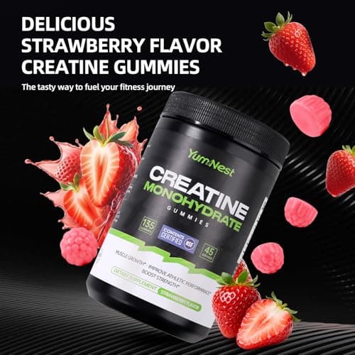 Creatine Gummies NSF Certified for Men & Women, 5000 MG Creatine Monohydrate Gummies for Muscle Growth, Strength & Energy Support - Sugar Free, Vegan, Strawberry Flavor, 135 Count Creatine Gummy view 2