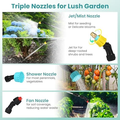 Electric Garden Sprayer 1.6 Gallon - Battery Powered Weed Sprayer Wtih 3 Nozzles, Backpack Sprayer in Lawn and Garden, Pump Sprayer for Gardening, Watering & Spring Planting view 6