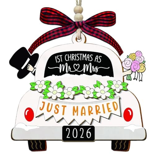 Wedding Gifts for Couples 2026, Gifts for Newlyweds, Bridal Shower Gift, Mr and Mrs Gift, Just Married Ornaments, First Christmas Married Ornament 2026 — image 1