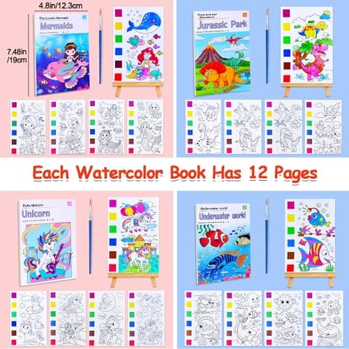 JUNQIU 4Pack Paint with Water Books for Kids, Watercolor Painting Coloring Books for Toddlers, Magic Paint Set, Arts and Crafts for Girls Gifts, Stocking Stuffers For Kids view 4