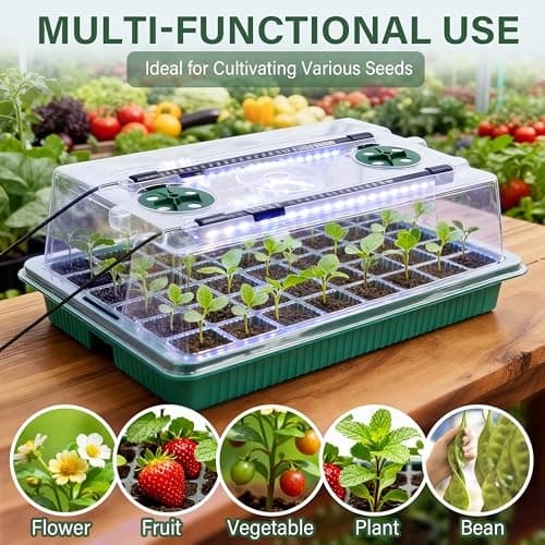 Seed Starter Tray with Grow Light, 2 Pack - 80 Cells Indoor Seeding Kit with Adjustable Humidity Dome, 10 Brightness Levels & Timer & Soil Hygrometer & Seedling Tools, All-in-readiness Seeding Kit view 7