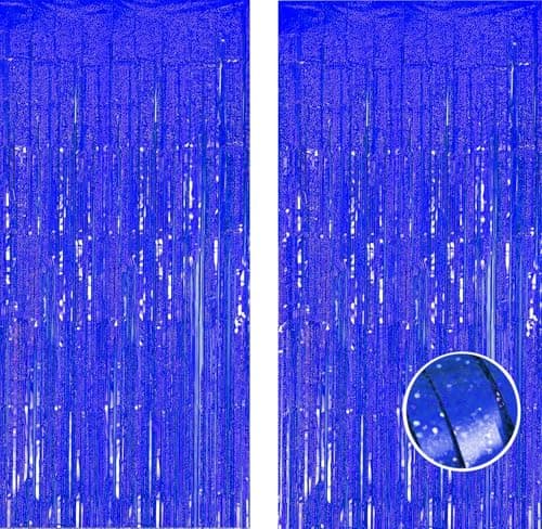 Blue Laser Tinsel Glitter Foil Fringe Curtain Birthday Party Streamers Backdrop Decorations Photo Booth Theme Bachelorette Graduation Decor view 7
