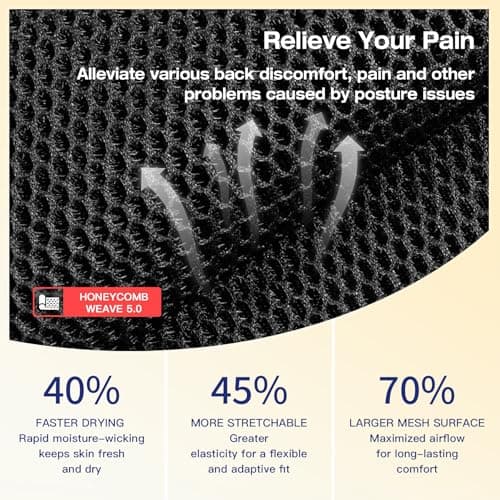 Winvote Posture Corrector Back Brace for Women and Men with Lumbar Support Adjustable Y-Shaped Shoulder Brace Breathable Mesh Black Size L view 5