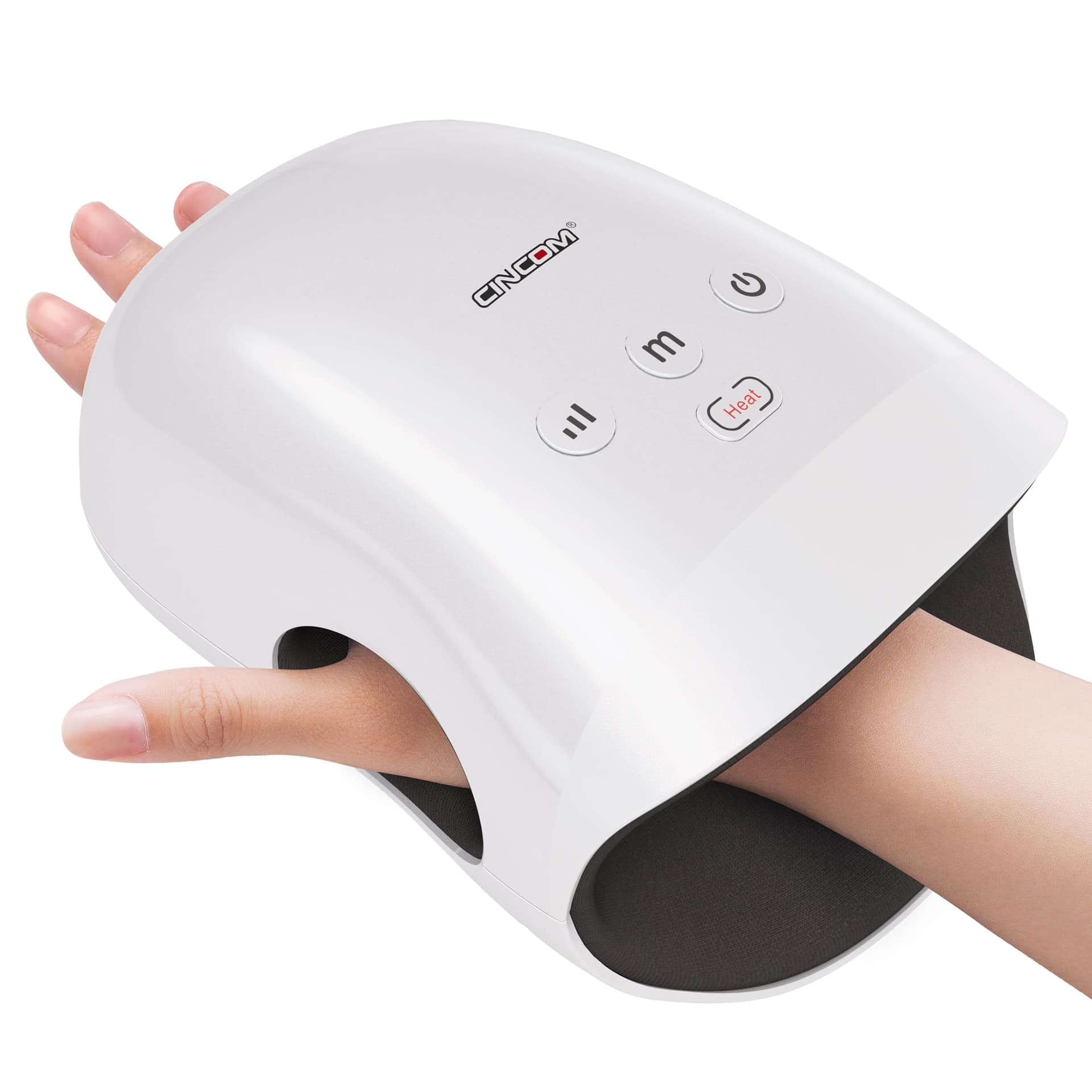 CINCOM Cordless Hand Massager with Heat and Compression, Blue