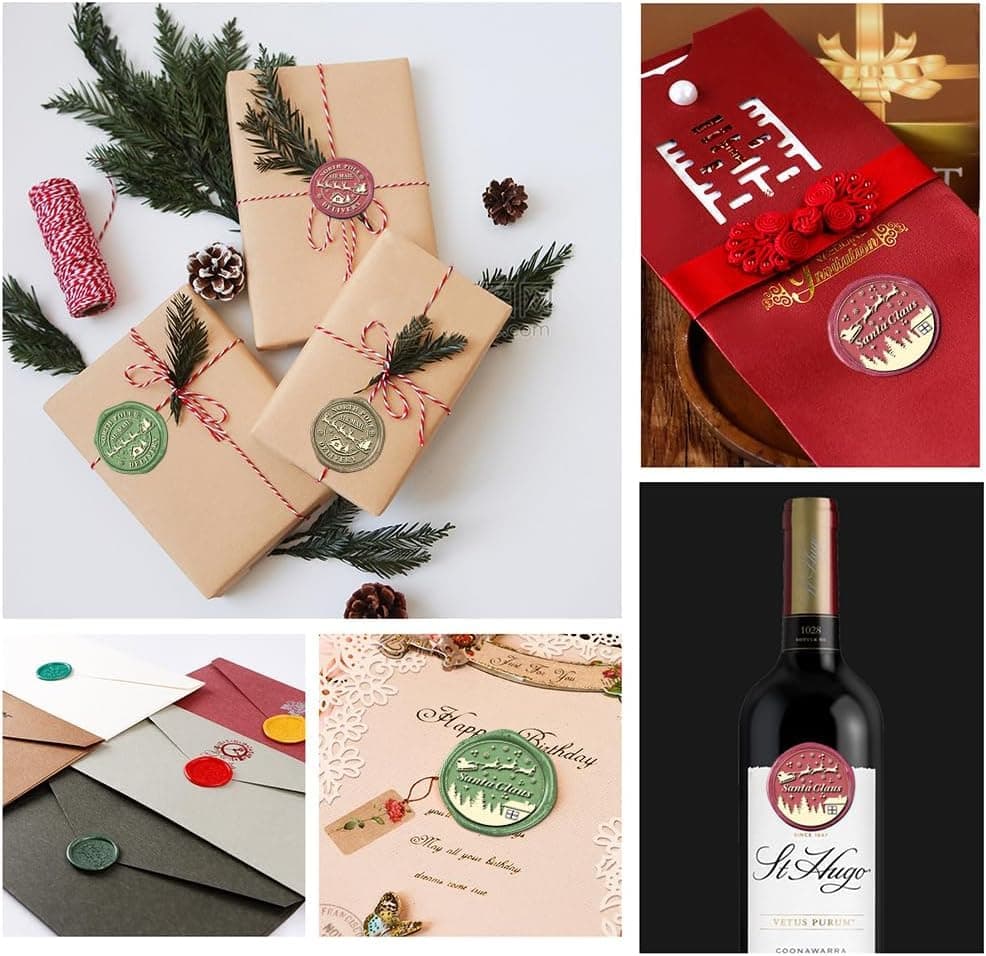 YOLAKIS Santa Claus Wax Seal Stamp Air Mail Christmas Wax Stamp Great for Invitation Christmas Cards Envelopes Gift Package Wax Seal Decoration (Christmas Sealing Kit) view 4
