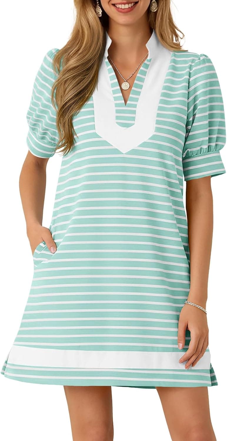 FISOEW Womens Summer T Shirt Mini Dresses