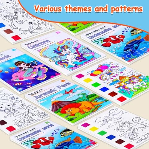 JUNQIU 4Pack Paint with Water Books for Kids, Watercolor Painting Coloring Books for Toddlers, Magic Paint Set, Arts and Crafts for Girls Gifts, Stocking Stuffers For Kids view 7