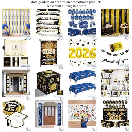 OHOME 8 Pack Graduation Decorations 2026 - Black Gold Balloon Boxes for Class of 2026 Party Favors Supplies - Graduation Party Decorations 2026 Yard Signs Banner Backdrop Decor (Black) view 2