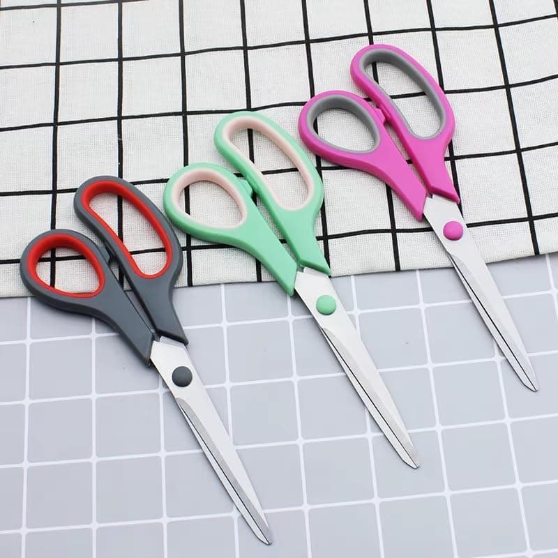3-Pack 8" Heavy Duty Scissors with Ultra Sharp Blades and Comfort Grip Handles - For Office, Home, School, Sewing, and Crafts (Mint, Grey, Purple) view 5