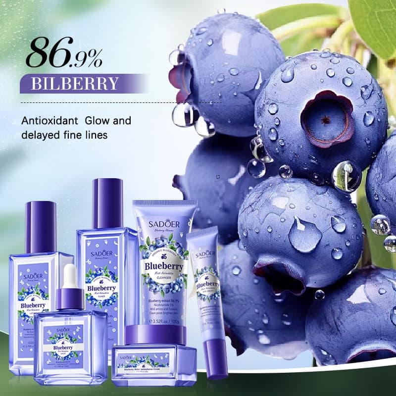 BeauBase Blueberry Skin Care Set - 6PCS, Nourishing and Hydrating Skin Care for Women, Includes Cleanser, Toner, Serum, Eye Cream, Lotion, Moisturizer, Facial Skincare for Birthday Mother's Day Gift view 3