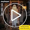 Swinging Ghost Outdoor Decor,4.4FT Halloween Decorations Outdoor Indoor with Ghost on A Swing for Outside Garden Yard Porch Tree,Hanging Large Spooky Cute Ghosts with String Lights for Party view 2