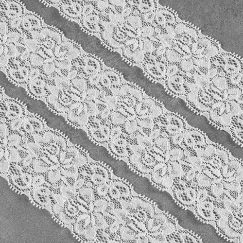 CONGREGATE White Lace Ribbon Slight Stretch 6Yds 2.36" Floral Lace Trim | Slight Stretch Lace Ribbon, Delicate Floral Lace Edging for Sewing, Bridal Wedding Applique, Bouquet Gift Wrapping DIY Crafts view 2