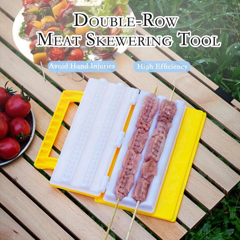 Double-Row Kebab Maker Skewering Tool with Pressure Handle – Safe BBQ Skewers for Grilling, High Efficiency Meat Skewering, Food-Grade Polypropylene Kabab Skewer Spit Kibbeh Mold view 5