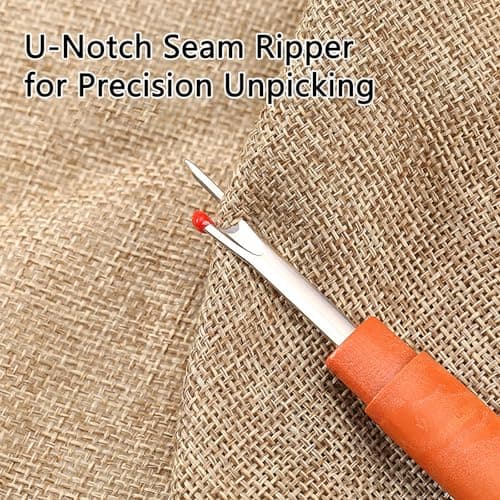 48Pcs Sewing Tool Set with 2 Edge Stitch Lock & Sewing Gauge, Big Eye Steel Sewing Needle Kit with Portable Zipper Case, Threader and Needle Repair Kit Stainless Steel Needles for Hand Sewing view 5