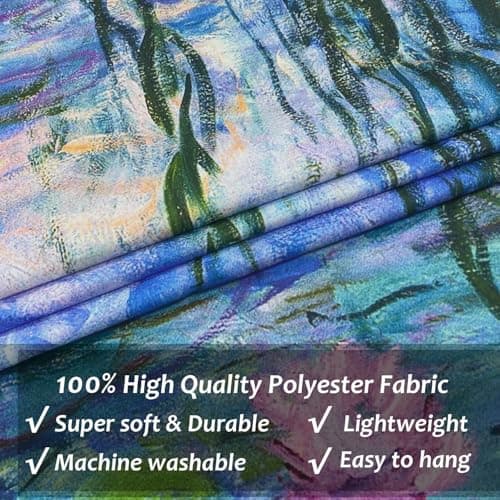 ARTCREATOR Monet Waterlily Wall Tapestry Green Floral Plant for Bedroom, Monet Wall Art Posters for Room Aesthetic, Small Nature Vintage Tapestry for Living Room Dorm (29" x 37")-02 view 6