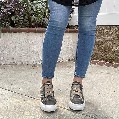 JENN ARDOR Wedge Sneakers for Women Fashion Canvas Shoes Casual Platform Hidden Heel Womens Slip On Sneaker Non Slip Side Zipper view 3