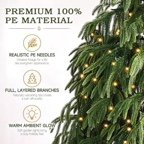 Christmas Decorations, 6FT Prelit Norfolk Pine Artificial Christmas Tree view 4