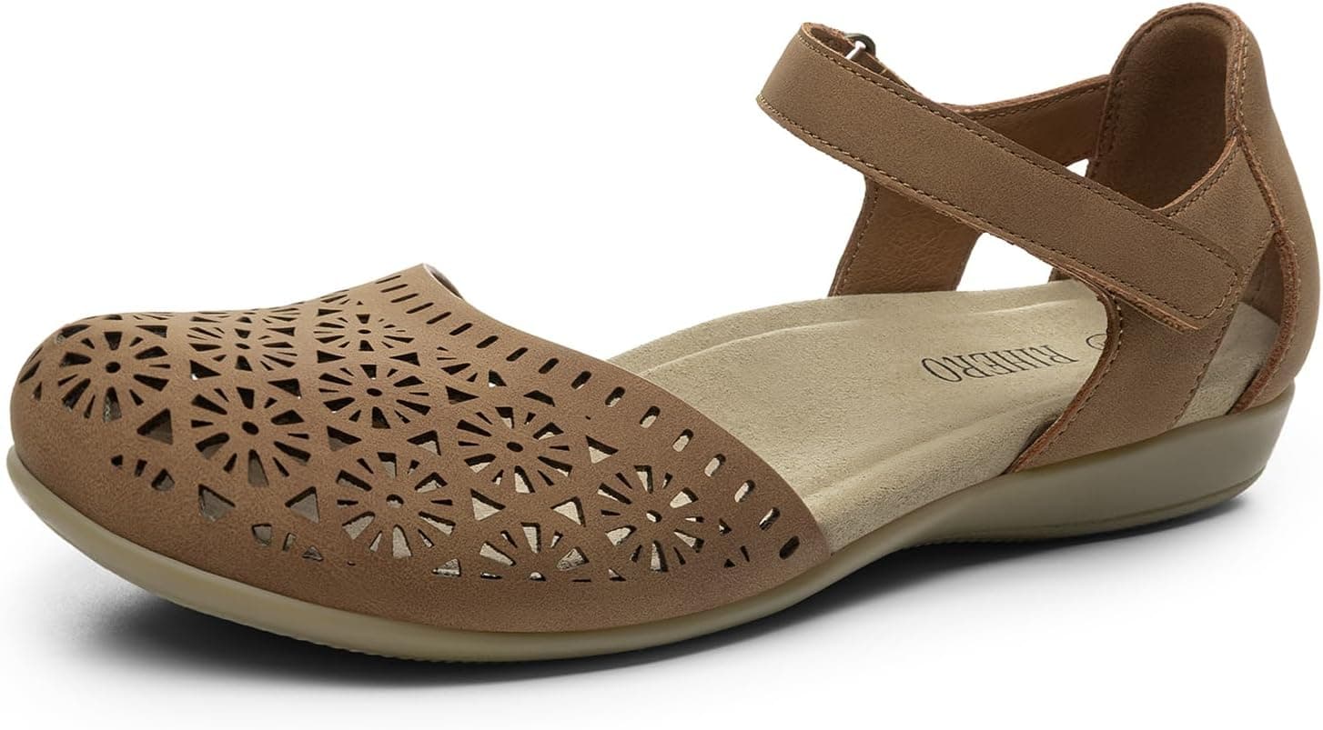 RIHERO Womens Comfortable Closed Toe Flat Sandals