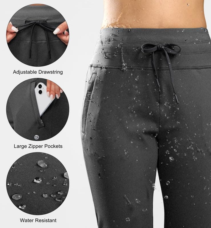 G Gradual Women's Fleece Lined Joggers Water Resistant Hiking Pants view 4