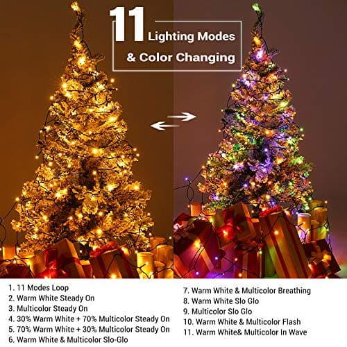 200 LED 65.67 ft Colored & Warm White Color Changing Christmas Lights with Remote view 3