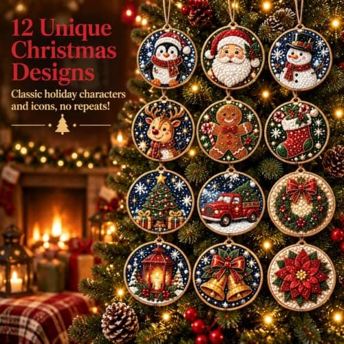 12PCS DIY Christmas Ornaments  Pearl Diamond Art Kits for Adults view 2