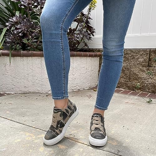 JENN ARDOR Wedge Sneakers for Women Fashion Canvas Shoes Casual Platform Hidden Heel Womens Slip On Sneaker Non Slip Side Zipper view 2
