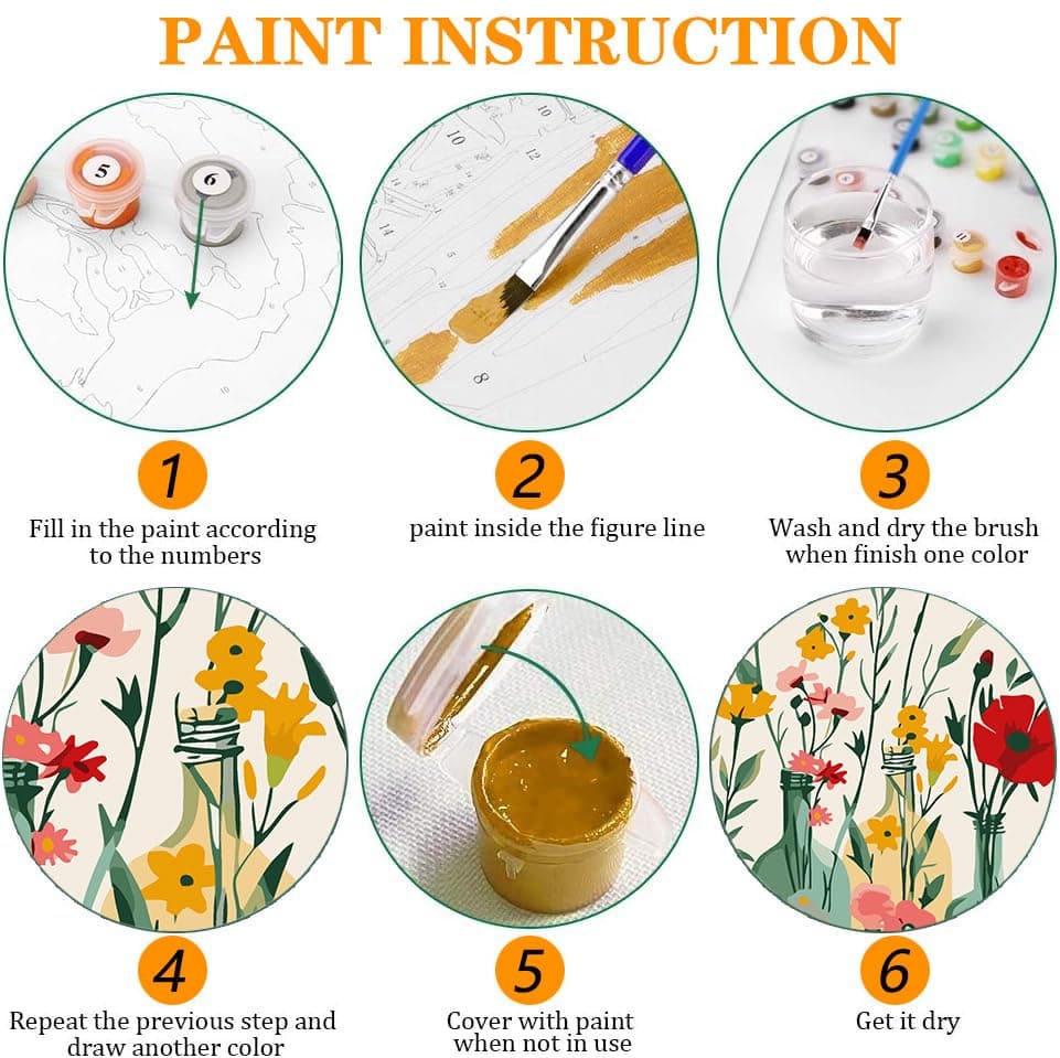 Axquilon 3 Packs Green Plants Paint by Numbers Kit for Adults - Adult Paint by Number Kits on Canvas, Easy Adults' Paint-by-Number Kits for Gift Home Wall Decor 12x16in view 6