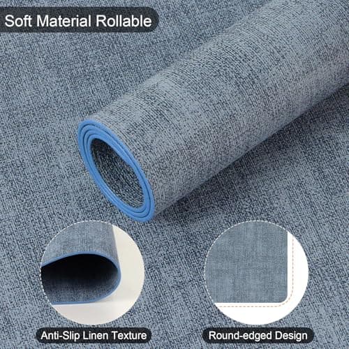 Boobezeen Faux Leather Placemats Set of 6, Heat Resistant Wipeable Washable Vinyl Place Mats, Waterproof Anti-Slip Dining Table Mats, Suitable for Indoor & Outdoor Use (Blue) view 6