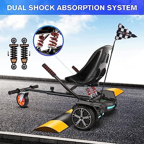 Flytraks K2 Self-Balancing Scooter Go Kart with Rear Shock Absorption, Balancing Scooter Seat Attachment for 6.5" 8" 10" Tires, Adjustable Length & Off-Road Wheel（ (Not Including Balancing Scooter) view 6