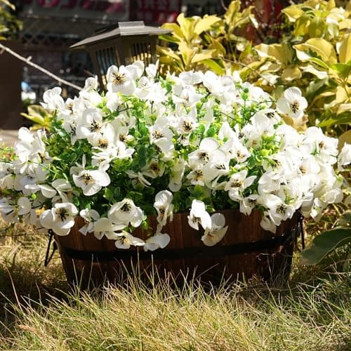 Vemander Artificial Flowers for Outdoor, UV Resistant Fake Silk Pansies Flowers, Realistic Faux Plants for Outside Indoor Porch Patio Window Box Planter Home Decor (16, White) view 4