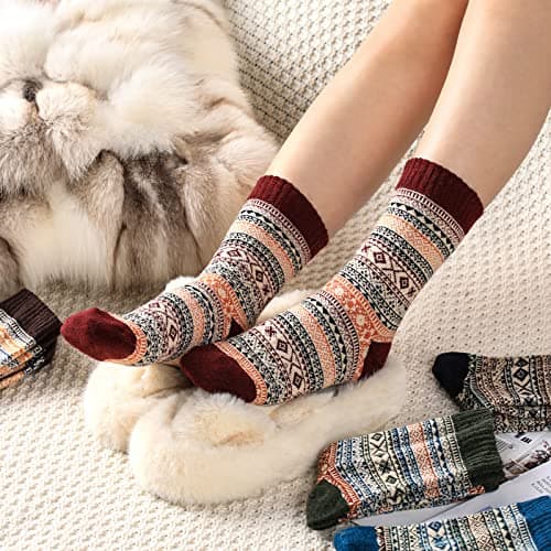 Wool Socks for Women Womens Winter Warm Wool Sock Men Boots Socks for Women view 4