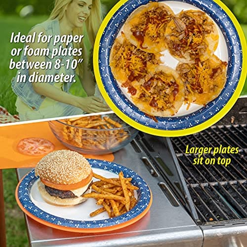 Besti Reusable Plastic Paper Plate Holders 10 Inch, 20 Piece Round Plastic Paper Plate Holder Set with Snap-In Grooves, Dishwasher Safe, 4 Assorted Colors view 3