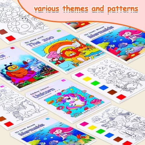 JUNQIU 4Pack Paint with Water Books for Kids, Watercolor Painting Coloring Books for Toddlers, Magic Paint Set for Kids, Art Craft Kits Easter Basket Stuffers For Girls Boys view 7